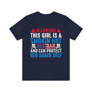 Fierce and Fiery: Military Design T-Shirt - 'Warning: This Girl is a Smoking Hot Veteran and Can Protect Herself!'