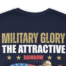 Bold and Patriotic: Military Glory T-Shirt with Striking Rainbow Design