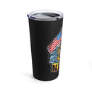 Sailing with Pride: 20oz Black Tumbler with Military Design - 'Double Flag Eagle U.S. NAVY