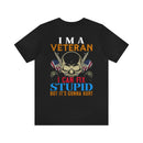 Veteran Themed T-Shirt with 'I Can Fix Stupid' Humorous Military Design