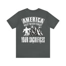 America Must Never Forget: Military Design T-Shirt Honoring Sacrifices