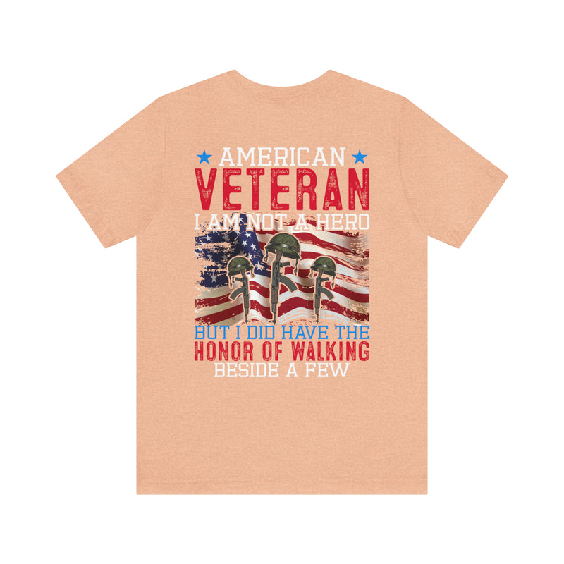 Honoring American Veterans: Walking Beside Heroes T-Shirt with Military Design - Celebrating the Honor