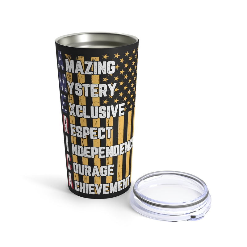 Exclusive 20oz Military Tumbler: Embrace Mystery, Respect Independence, and Achieve Courage!