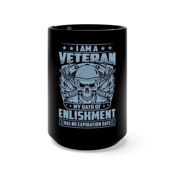 Timeless Oath: 15oz Military Design Black Mug - Veteran's Eternal Commitment