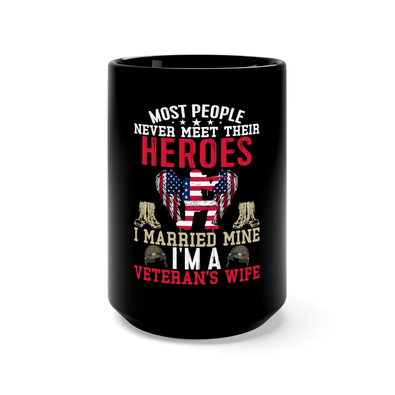 Proud Veteran's Wife: 15oz Military Design Black Mug - Honoring Unsung Heroes!