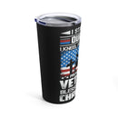 Faithful Veteran's Tribute - 20oz Military Design Tumbler: 'Standing for the Flag, Kneeling for the Cross' - Black Background