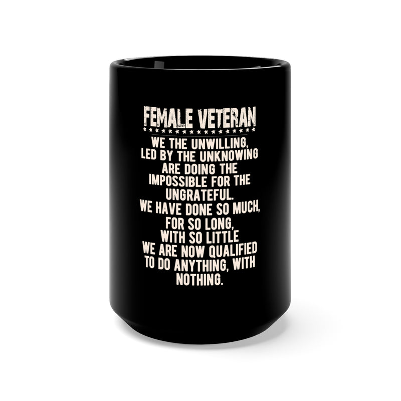 Empowerment in Every Sip: 15oz Military Design Black Mug for Female Veterans
