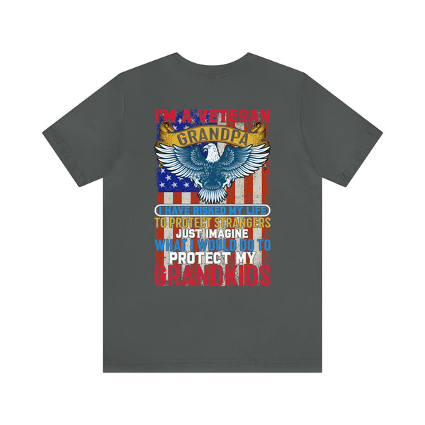 Proud Veteran Grandpa: Military Design T-Shirt - Defender of Strangers, Guardian of Grandkids