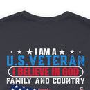 U.S. Veteran Pride T-Shirt: 'God, Family, Country' Military Design
