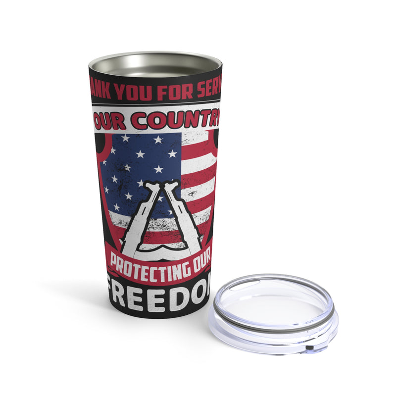 Gratitude and Freedom: 20oz Black Military Design Tumbler - Thanking You for Your Service to Our Country