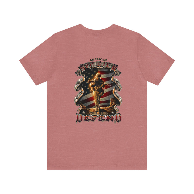 Defenders of Freedom: Military T-Shirt with 'American Soldier - Land Of The Free' Design