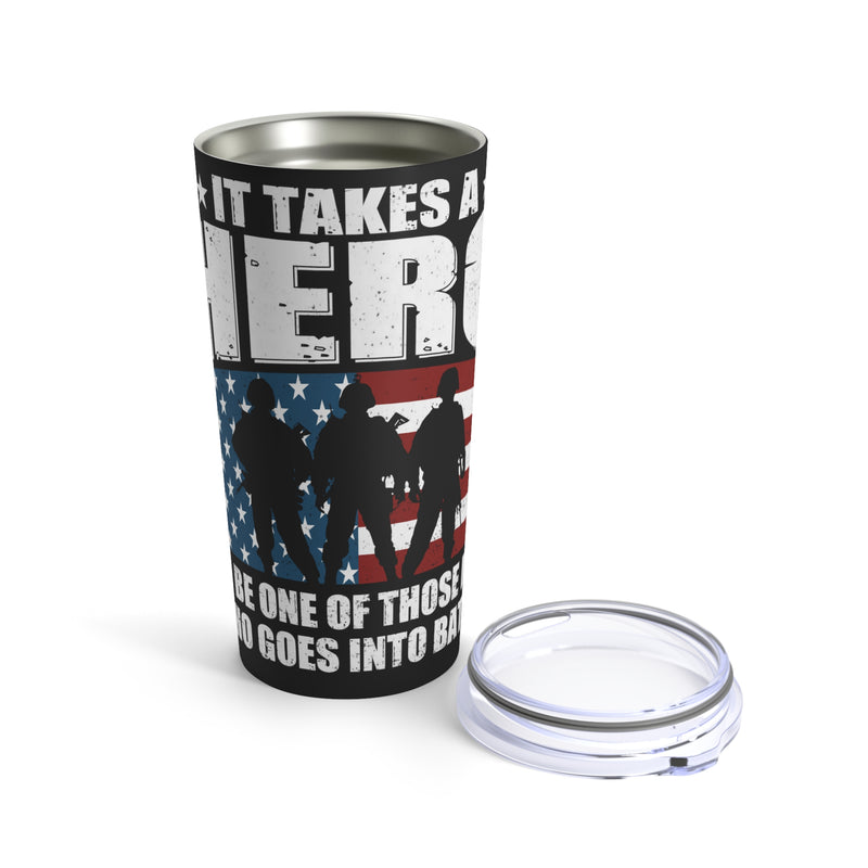 Courageous Heroes: 20oz Black Military Design Tumbler - Honoring Those Who Go Into Battle