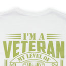 Sarcastic Veteran T-Shirt: My Level of Sarcasm Depends on Your Level of Stupidity