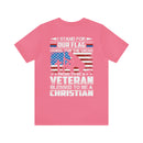Patriotic Faith: Military Design T-Shirt - 'I Stand for Our Flag, I Kneel for the Cross - Proud Veteran, Blessed Christian'