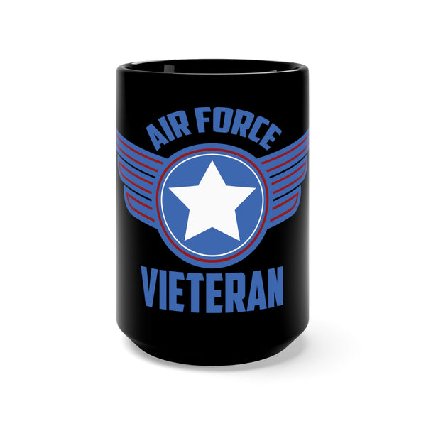 Air Force Veteran 15oz Military Design Black Mug - Honoring Service with Bold Style