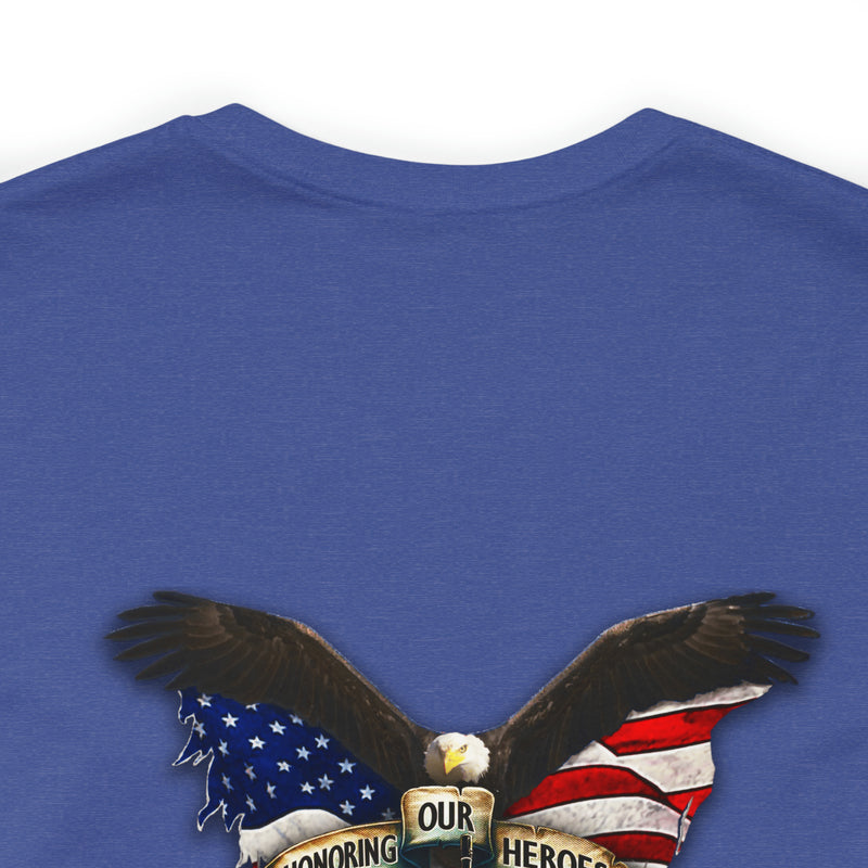 Remembering Their Sacrifice: Military T-Shirt with 'Honor Our Heroes, Remember Their Sacrifice' Design