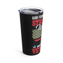 God Chose Strong Women: Veteran 20oz Military Design Tumbler with Powerful Message, Black Background!
