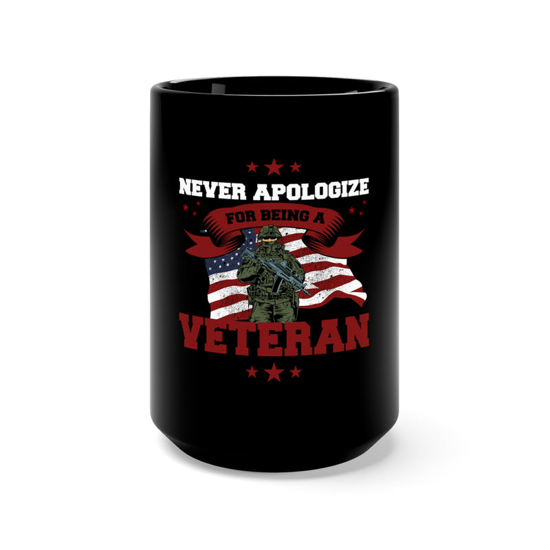 Proud Veteran 15oz Military Design Black Mug: Embrace Your Service, Never Apologize