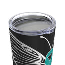 Raising Hope and Awareness: 20oz Tumbler with Black Background and 'PTSD Apparel Butterfly Teal Ribbon