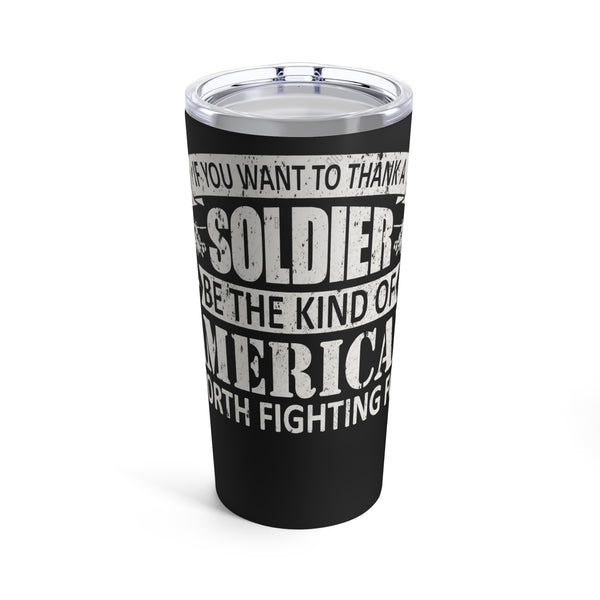Grateful for Freedom: 20oz Black Military Design Tumbler - Be the American Worth Fighting For