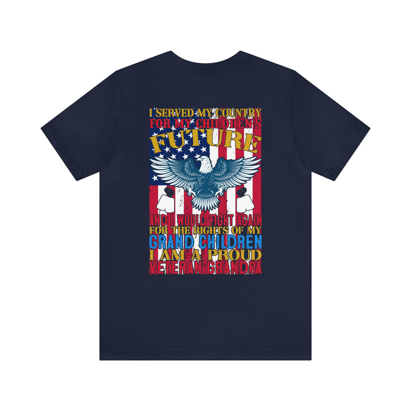 Proud Veteran Grandpa Military Design T-Shirt - 'Protecting Our Children's Future and Defending the Rights of Our Grandchildren'