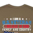 U.S. Veteran Pride T-Shirt: 'God, Family, Country' Military Design