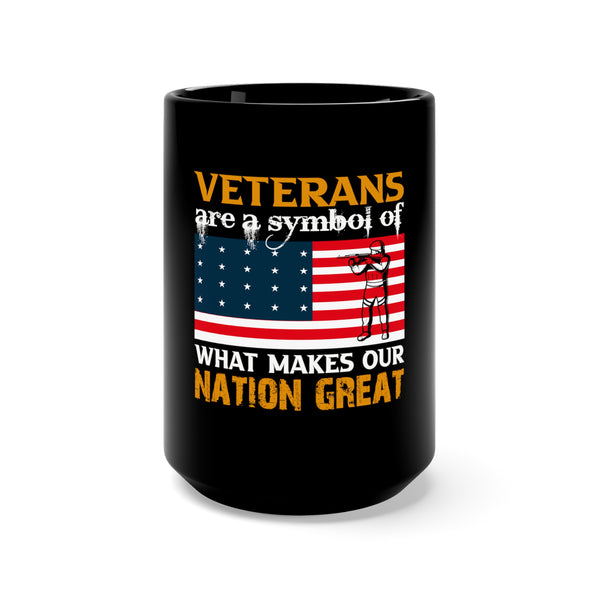 Embrace Patriotism with the 15oz Military Design Black Mug: Veterans, A Symbol of Our Nation's Greatness