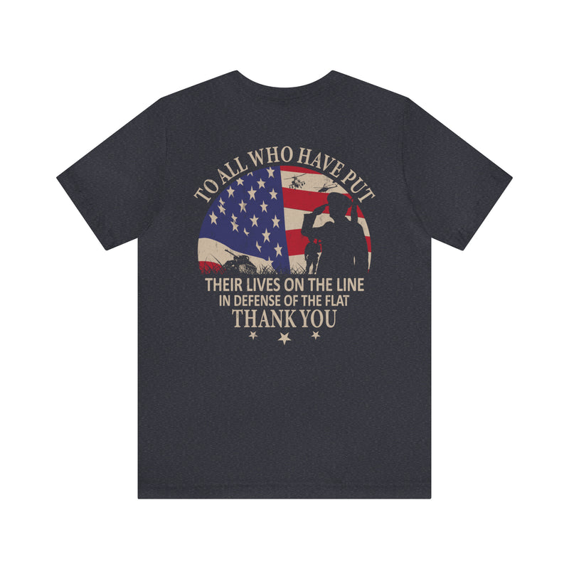 Saluting Sacrifice: Thank You to All Who Defend the Flag Military T-Shirt