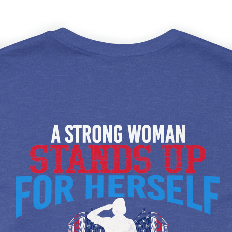 Empowered Service: Military Design T-Shirt - 'A Female Veteran Stands Up for Her Country