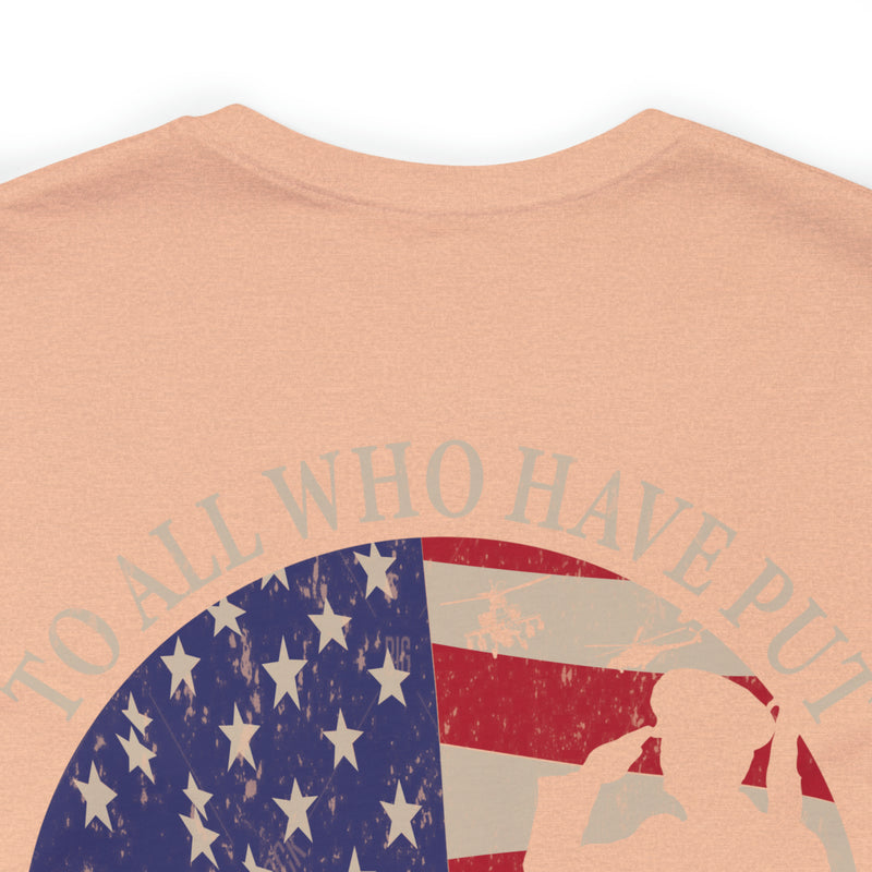 Saluting Sacrifice: Thank You to All Who Defend the Flag Military T-Shirt