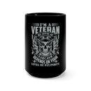 Sarcastic Veteran: Gauge My Sarcasm by Your Stupidity 15oz Military Design Black Mug - Humorous Tribute to Veteran Wit