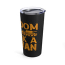Patriotic 20oz Military Design Tumbler: Black Background with 'Freedom is not free, thank a veteran