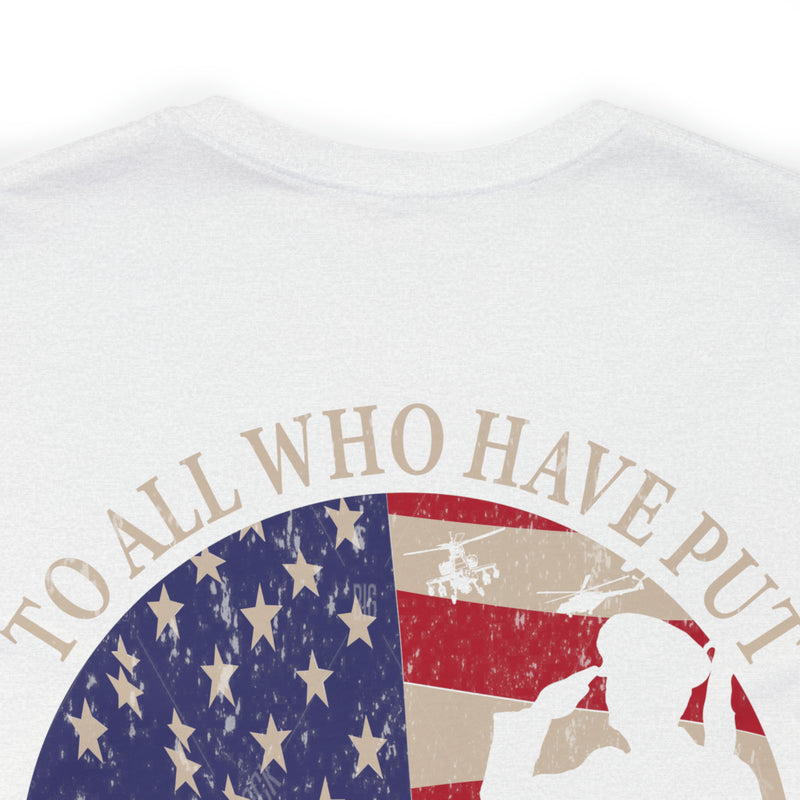 Saluting Sacrifice: Thank You to All Who Defend the Flag Military T-Shirt