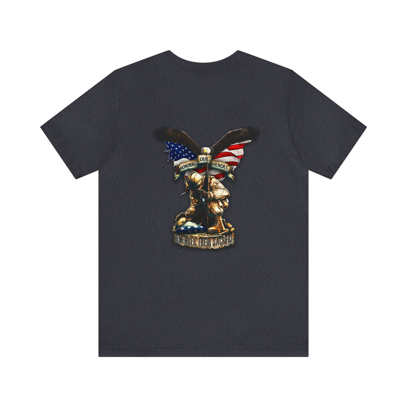Remembering Their Sacrifice: Military T-Shirt with 'Honor Our Heroes, Remember Their Sacrifice' Design