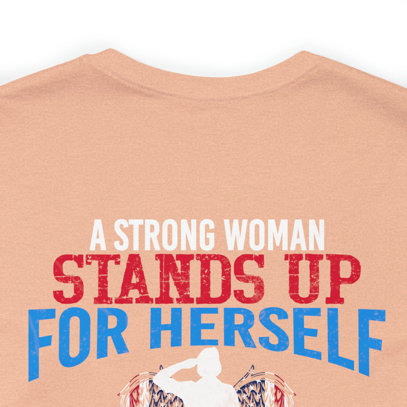 Empowered Service: Military Design T-Shirt - 'A Female Veteran Stands Up for Her Country