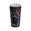 Symbol of Renewal: 20oz Tumbler with Black Background and 'Tree Ribbon - PTSD Awareness' Design