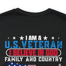 U.S. Veteran Pride T-Shirt: 'God, Family, Country' Military Design