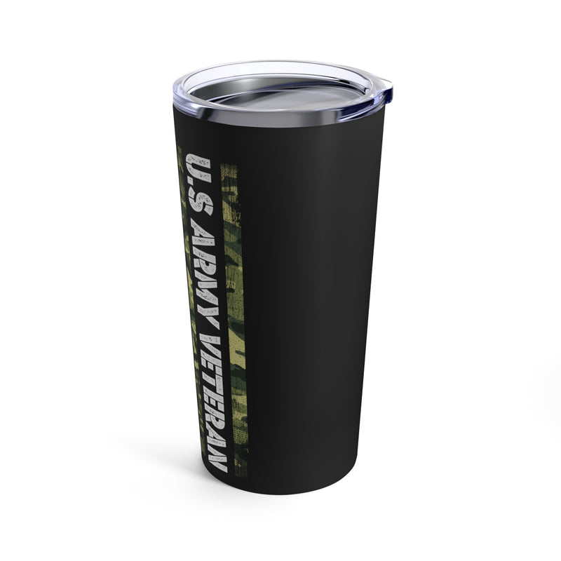 U.S Army Veteran 20oz Military Design Tumbler: Bold Black Background for True Patriotic Pride!