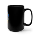 Saluting Naval Valor: 15oz Black Mug with 'Double Flag Eagle U.S. NAVY' Military Design