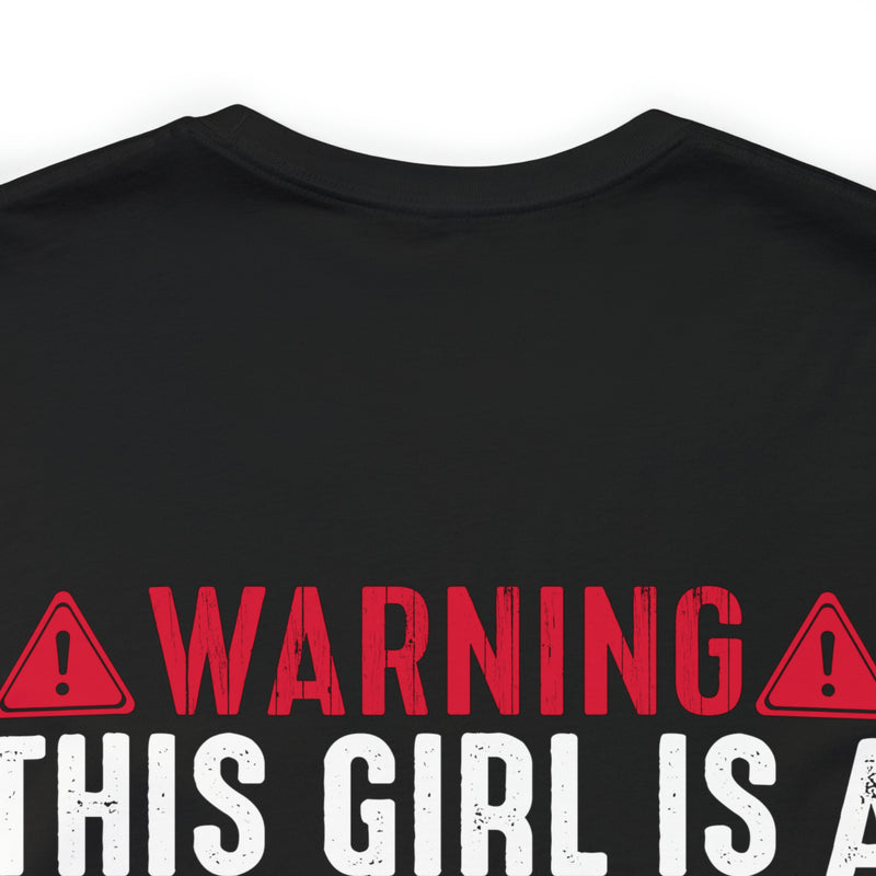 Fierce and Fiery: Military Design T-Shirt - 'Warning: This Girl is a Smoking Hot Veteran and Can Protect Herself!'