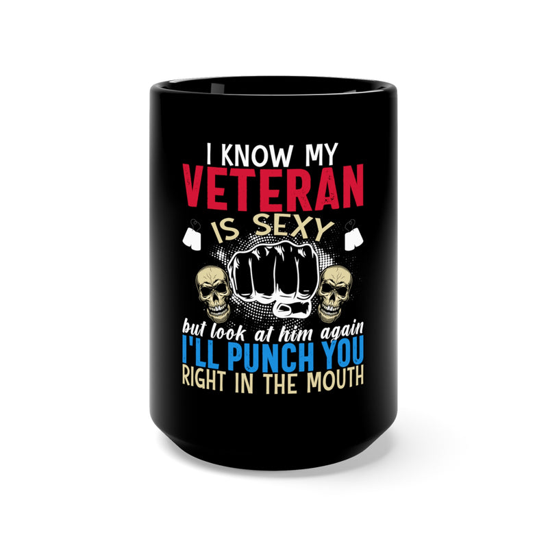 Protective Pride: 15oz Military Design Black Mug - Respecting a Sexy Veteran