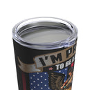 Proud to be American: Patriotic 20oz Military Design Tumbler - Black Background