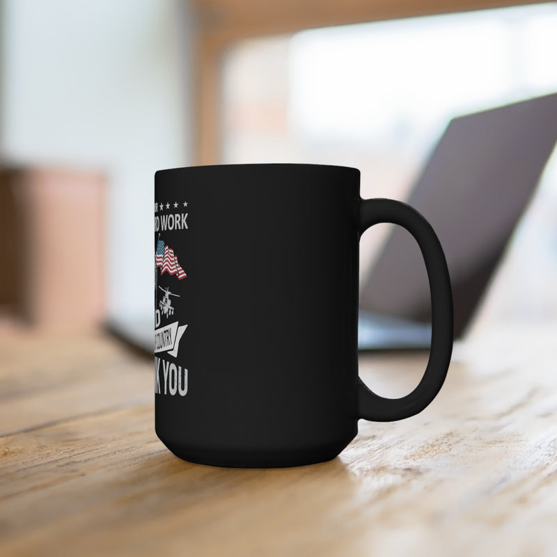 Gratitude in Every Sip: 15oz Black Military Design Mug - Thank You for Your Bravery and Dedication