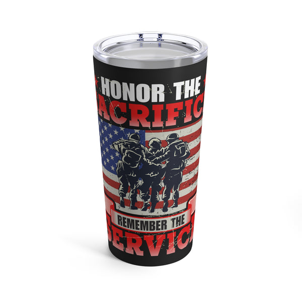 Remembering Sacrifice, Honoring Service: 20oz Black Military Design Tumbler