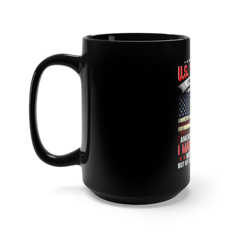 Timeless Skills, Enduring Service: 15oz Black Military Design Mug - 'U.S. Veteran: Age May Slow Me, but My Skills Remain'