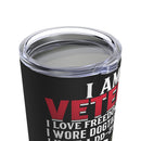 Proud Veteran Freedom Lover: 20oz Black Military Design Tumbler - 'Dogtags, DD-214, and Unapologetically Me'