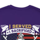 U.S. Veteran Pride Military Design T-Shirt - 'I Served, I Sacrificed, I Regret Nothing'