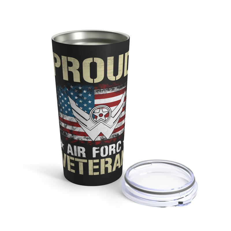 Proud Air Force Veteran - 20oz Military Design Tumbler in Black