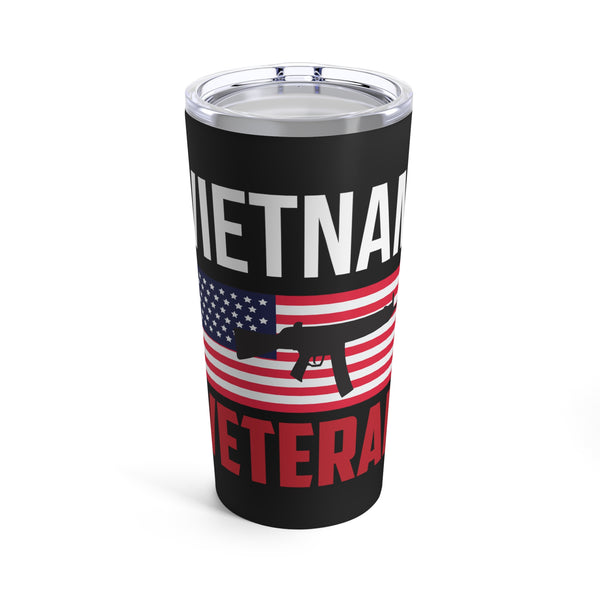 Honoring Vietnam Veterans: 20oz Black Tumbler with Military Design - 'Vietnam Veteran