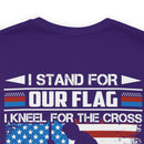 Patriotic Faith: Military Design T-Shirt - 'I Stand for Our Flag, I Kneel for the Cross - Proud Veteran, Blessed Christian'